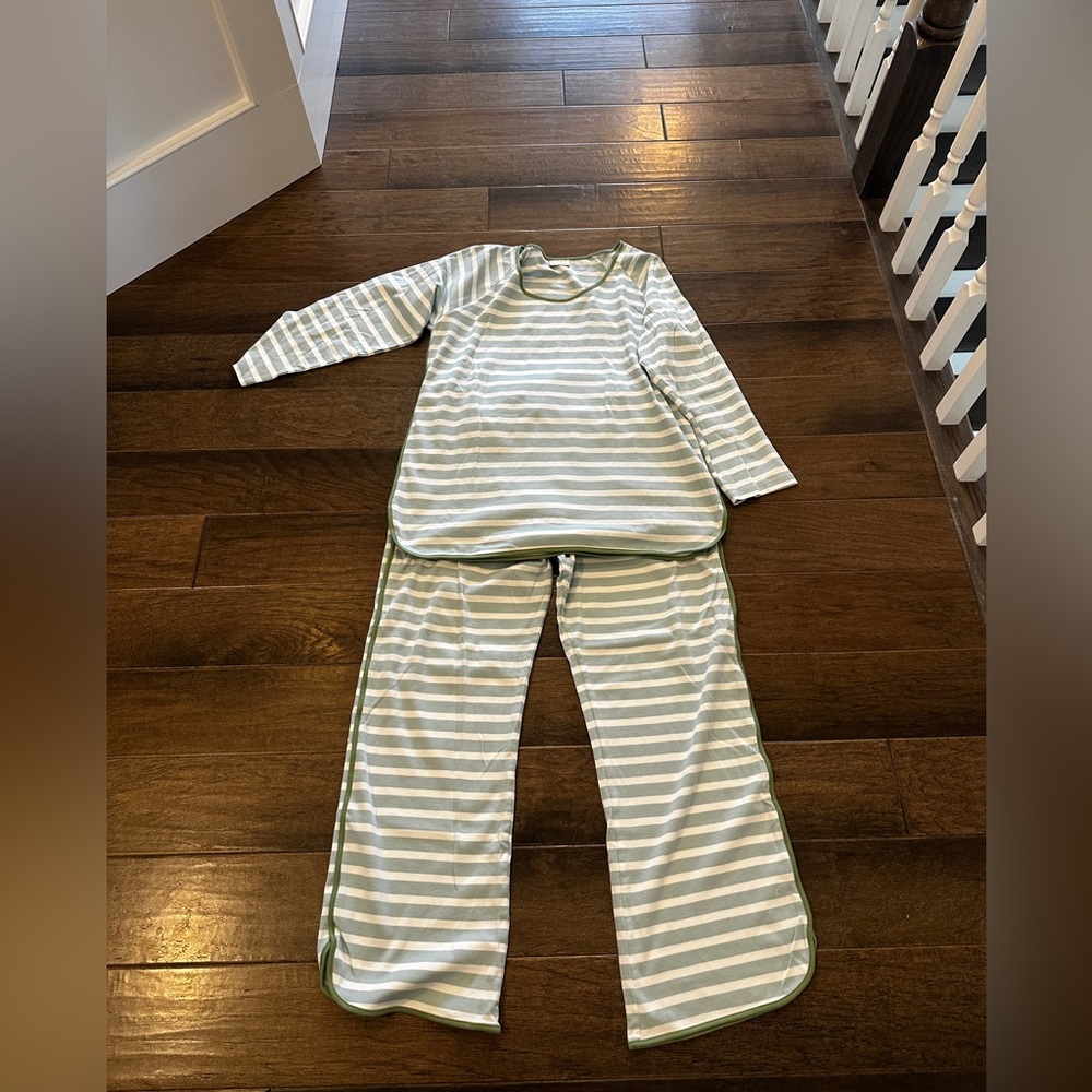 Never worn LAKE Pajamas. Long/Long. Beautiful Sage Green & Blue. Size Large!